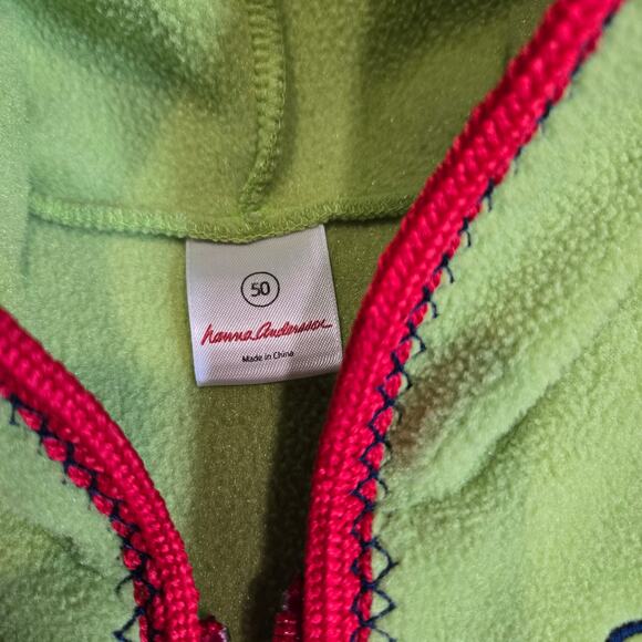 Vintage Hanna Andersson Hooded Cardigan Sweater Jacket Full Zip Giraffe Bird 0-3 - Picture 3 of 5